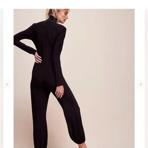 Norma Kamali Black Long-Sleeve Turtleneck Jumpsuit